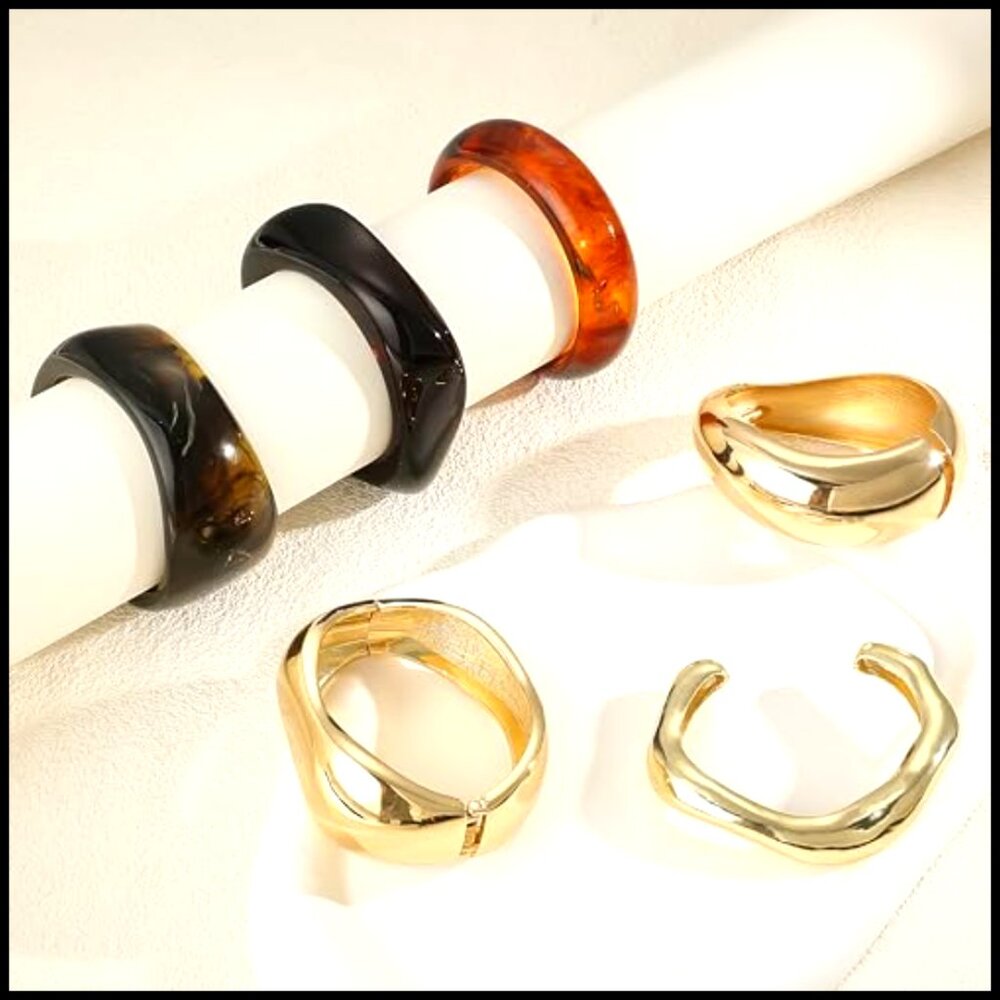 Chunky Bangle Bracelet Set Stackable Acrylic Resi… - image 5